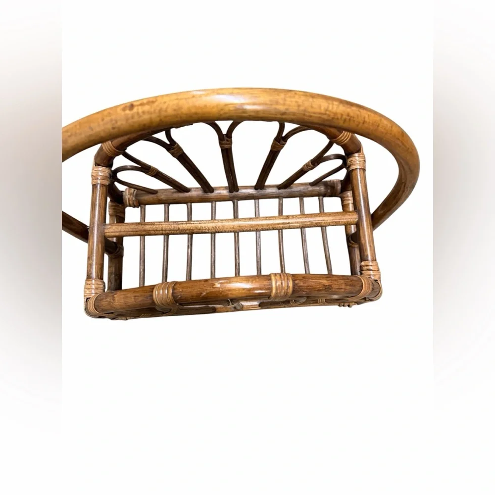VTG Bentwood Wicker Cane Magazine Rack Décor Holder Newspaper Caddy - Picture 2 of 13